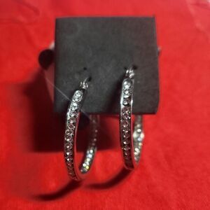 Stainless Steel Inside Out Crystal Hoops